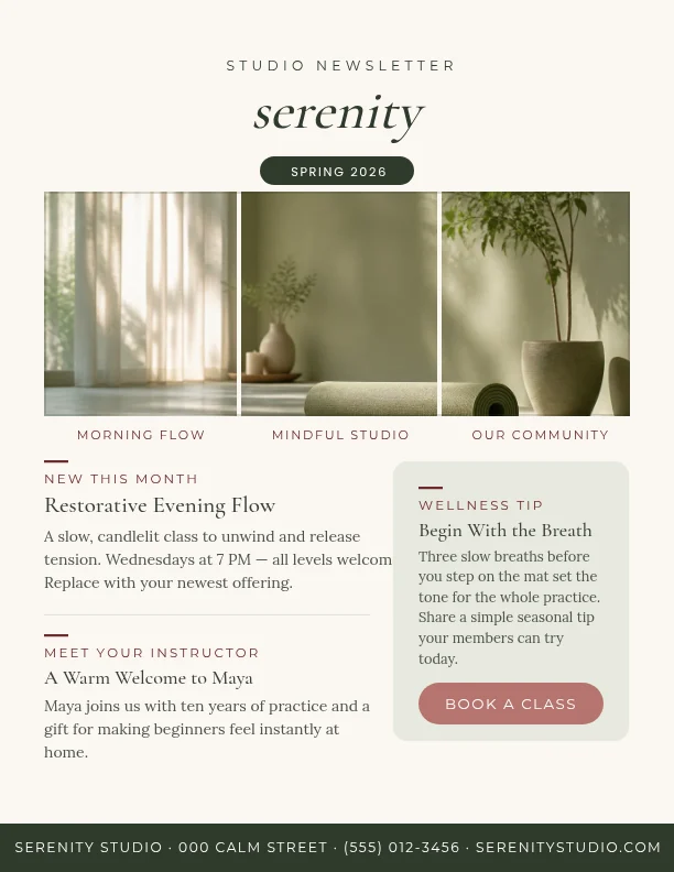 Wellness Studio Newsletter